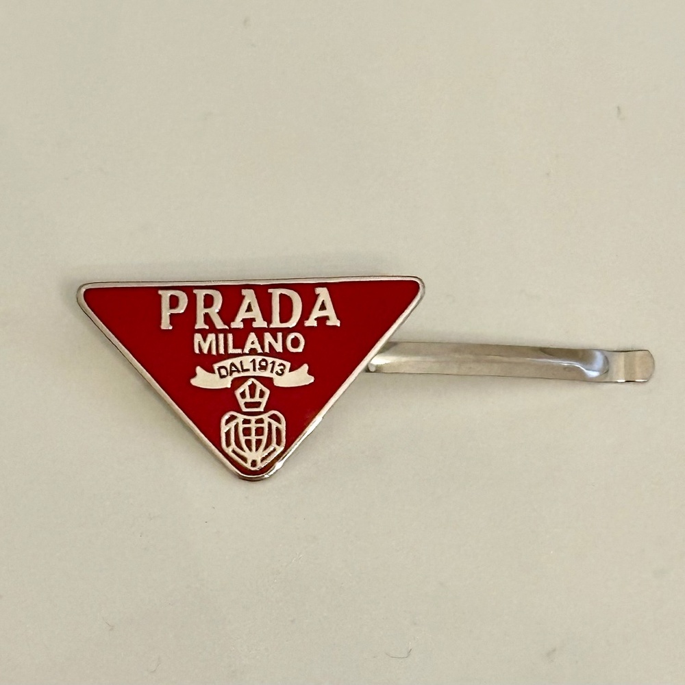 Prada Triangle Logo Hair Pin/Clip